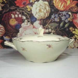 vintage Boch Belgium soepterrine groenteschotel met gouden patroon